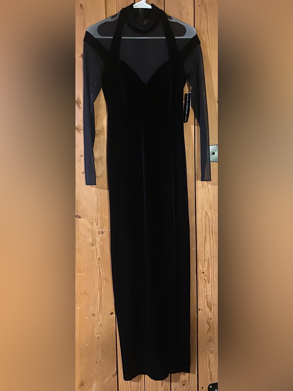 Vintage Night Way Collections Black Velvet Long Sleeve Dress Gown